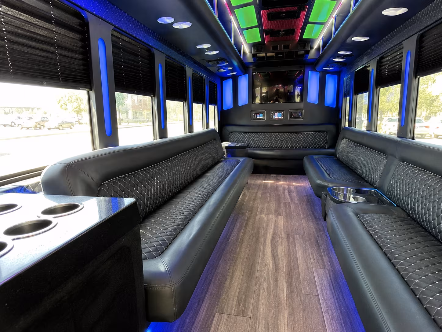 shreveport 15 passenger party bus inside