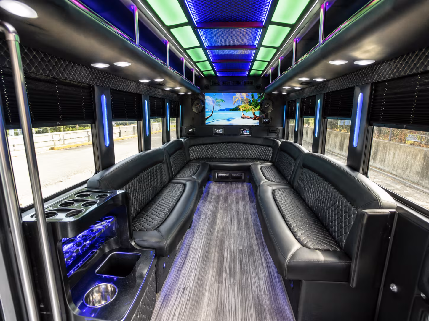 shreveport 18 passenger party bus inside