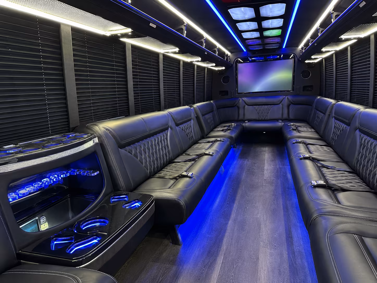 shreveport 20 passenger party bus inside